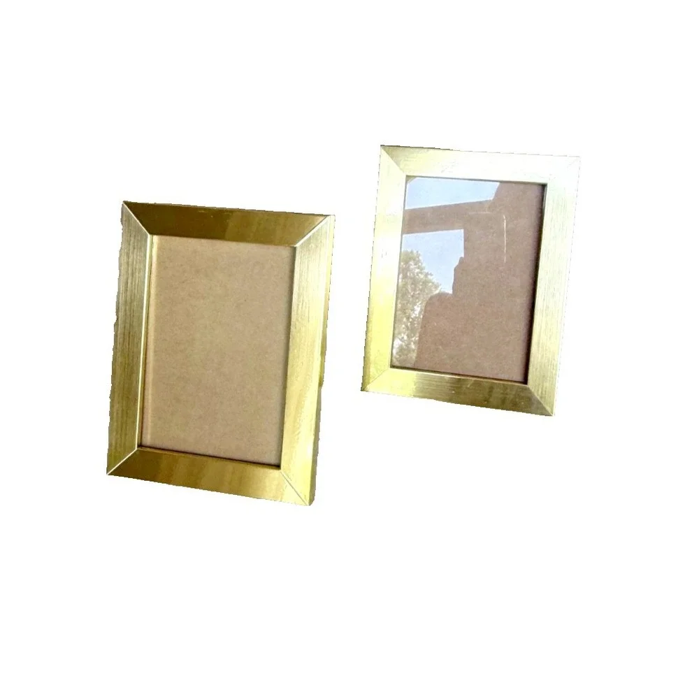 Set 2 Gold Wooden Picture Frames; Rectangular; Two 5x7 frames
